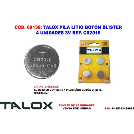 Batterie a bottone al litio CR2016 Blister 4 unità 3V