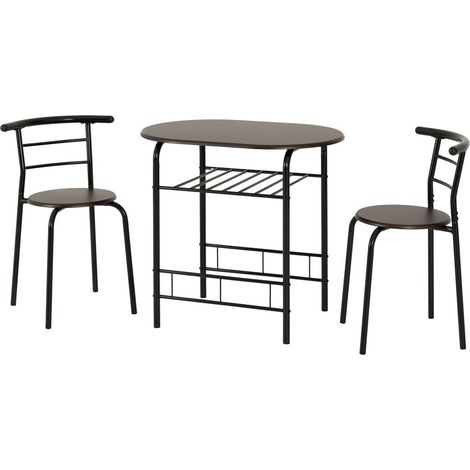 Derry Dining Table and Chairs Set - L53 x W74.5 x H80 cm - Black/Walnut