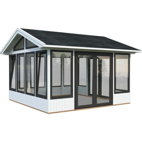 Abri de jardin en bois Isabella 14,7 m2 Peint blanc (1/5)