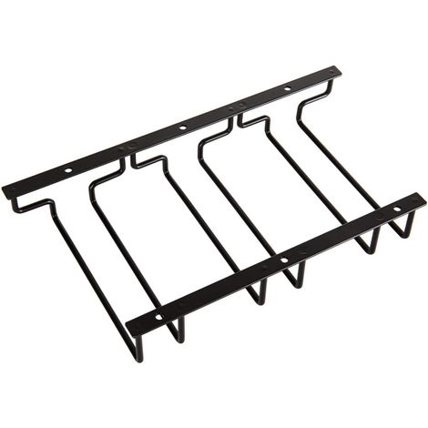 Support à verres suspendu - 3 rangées - Acier noir - Rangement sous meuble - Cuisine et bar - 32,4 x 18 cm (1/5)