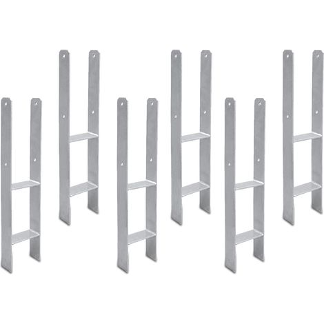 Randaco H-anchor 101mm 6 pezzi di postatore post portatore post-immerso in legno quadrato per pali 10x10cm (1/5)