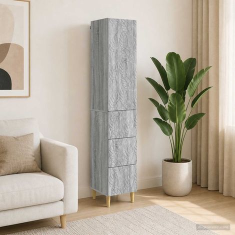vidaXL Schrankset 2 pcs Grau Sonoma 33 x 34,5 x 90 cm Holzwerkstoff (1/5)
