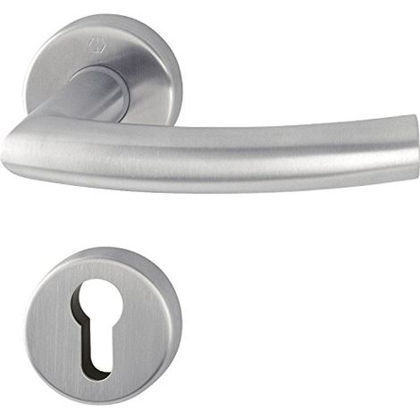 HOPPE 2819247 Set Maniglia Trondheim con Rosette PZ (Cilindro profilato), Inox Opaco, Acciaio Inossidabile