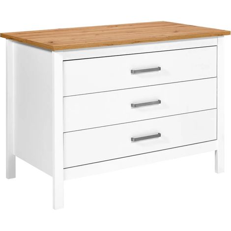 Isola da Cucina Bianco Rovere Tavolo Bar con 3 Cassetti Soft-Close (1/5)