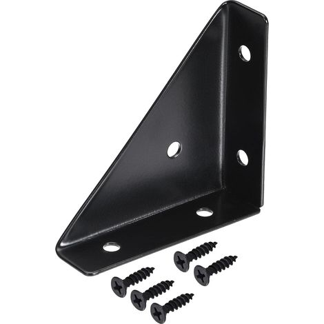 Bracets d'angle d'angle 66 mm x 66 mm, accolades en acier roulées à froid rejoignant le support pour le bord de bureau Black 4pcs (1/5)