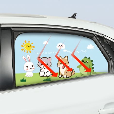 Pare-soleil de voiture, protection solaire et thermique, fixation magnétique, universel pour vitres intérieures et latérales, Animal World 9604B (1/3)