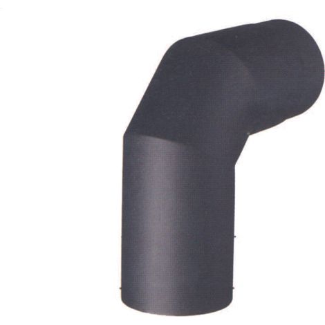 Gomito 90 ° Porcellanato per Stufe a Legna Nero Opaco Pesante 12 mm Ø 13