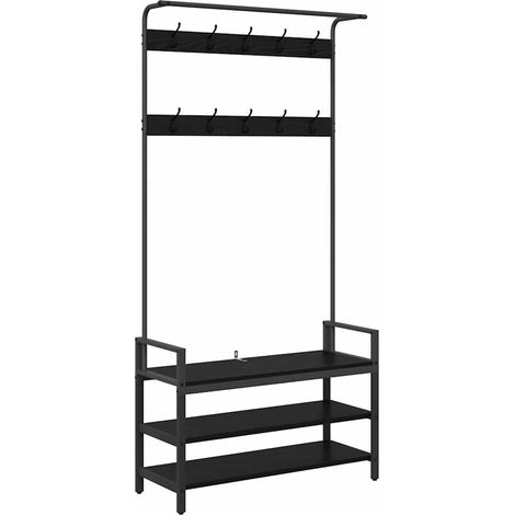 Perchero Roble Negro 95 x 34 x 184 cm Madera de ingeniería vidaXL