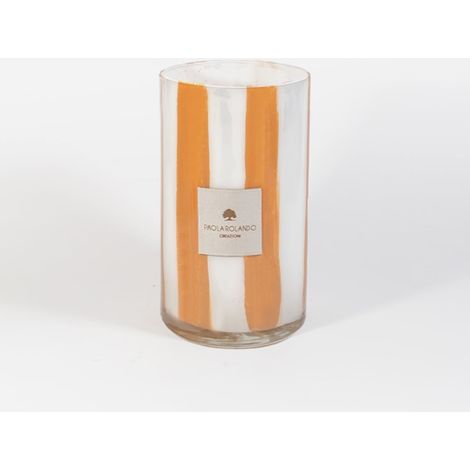 Vase décoratif en verre artisanal Made in Italy Millerighe H 20 cm - Orange