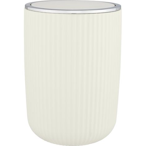 WENKO Schwingdeckeleimer Agropoli L Cremeweiß, Kosmetikeimer mit Schwingdeckel, 5,5 l, Weiß, Kunststoff weiß (1/2)