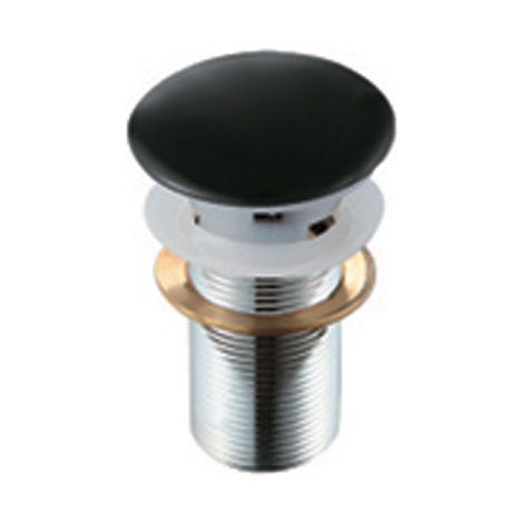 Desagüe de lavabo negro clic-clac Fancy con tapa redonda de cerámica y rebosadero (1/3)