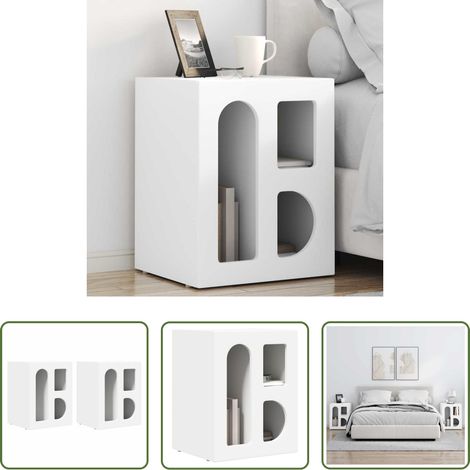 vidaXL Étagères - Table de chevet 2 pcs Blanc 40 x 35 x 50 cm Bois d'ingénierie (1/5)
