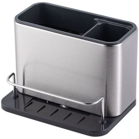 Pair Lntyq Rangement évier, Porte Eponge Evier Cuisine en Acier Inoxydable, Support pour Éponge avec bac de récupération, Porte-ustensiles de Cuisine Porte-éponge Cuisine Amovible évier Organisateur (1/4)