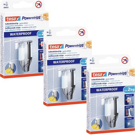 tesa tesa Powerstrips ® Waterproof strips LARGE en lot de 3 bandes adhésives double face résistantes (1/3)