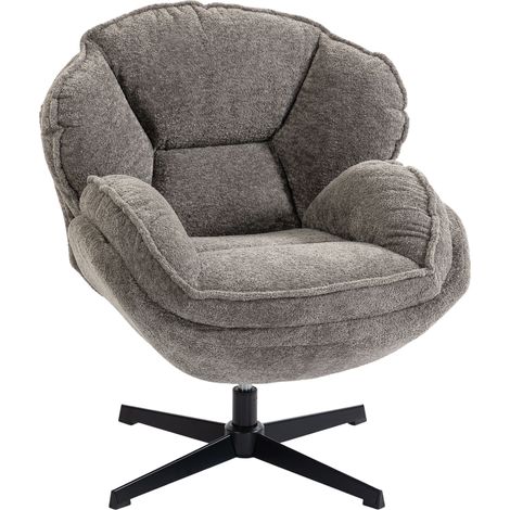 HOMCOM Accent Chair with Swivel for Living Room Grey