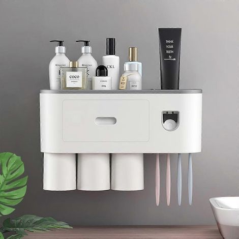 Plateau de rangement de salle de bain en bambou gris (1 pièce) - Dimensions : 20,3 x 13,2 x 10 cm (1/5)