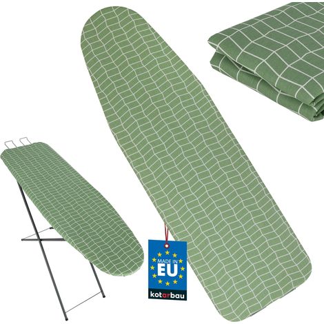 KOTARBAU® Housse Table à Repasser - Housse Planche à Repasser 114 x 36 cm - Taille S - Coton et Feutre - Résistante à la Chaleur - Vert - Motif à Carreaux (1/4)