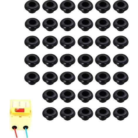 40pcs Passe Fil Caoutchouc Passe Cable Etanche Joint Plomberie Bouchon Caoutchouc Passe Fil Electrique Diamètre Montage 10MM Pour Protection Fils et Câbles Noir (1/5)