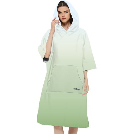 Peignoir de plage à capuche, poncho de bain double face en peluche avec fermeture éclair, peignoir de plage pour se changer après le surf (1/5)