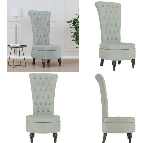 Chaise à dossier haut gris clair velours conception de bouton - Velours - Chaise de bureau (1/5)