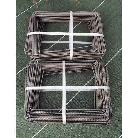 Lot de 200 Large XL Agrafes 30cm par 20/20cm Fixation Métal pour Toile de paillage ou geotextile avec Pointes biseautées (1/3)