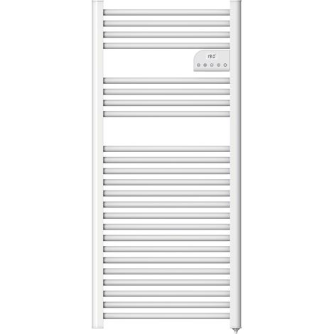 Radiateur sèche serviettes électriques à inertie sèche barres rondes 750W thermostat programmable Cosyup Olen Blanc Garantie 3 ans (1/5)