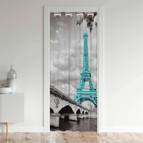 La Tour Eiffel Rideaux Interieur Salon Chambre Paris Décoration Rideau de Porte 86x203cm Paris Décoration Valentines - 86L X 203H cm (1 Panneaux) (1/5)