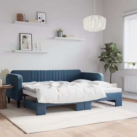 Tagesbett Ausziehbar Blau 90x200 cm Samt vidaXL