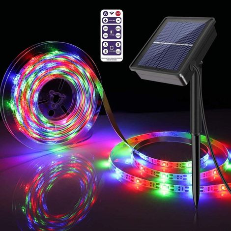 Barre lumineuse solaire LED d'extérieur, 8 modes, guirlande lumineuse solaire flexible et étanche pour jardin/maison/cour (1/5)