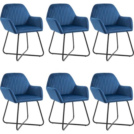 vidaXL Chaises à manger lot de 6 bleu velours (1/5)
