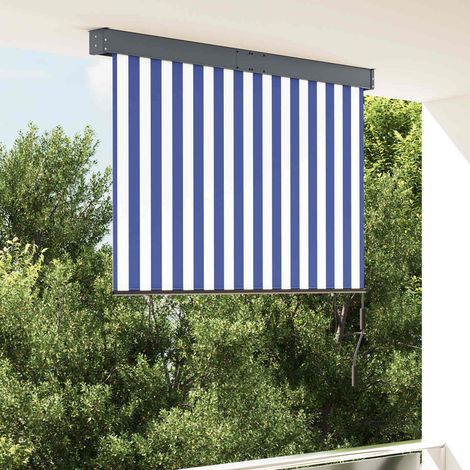 145967 vidaXL Outdoor Roller Blind 140x250 cm Blue and White (1/5)