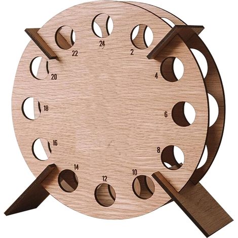 Casier à Vin de Noël Calendrier de l' en Bois pour Vin 42 X 58 Cm Support de Compte à Rebours pour Bouteilles d'arbre Rond pour Décoration de Table de Vacances Adultes Fêtes de Noël en (1/2)