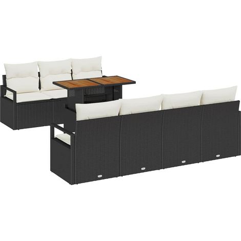 Garden Sofa Set with Cushion Manual 8 pcs Black and Cream vidaXL (1/5)