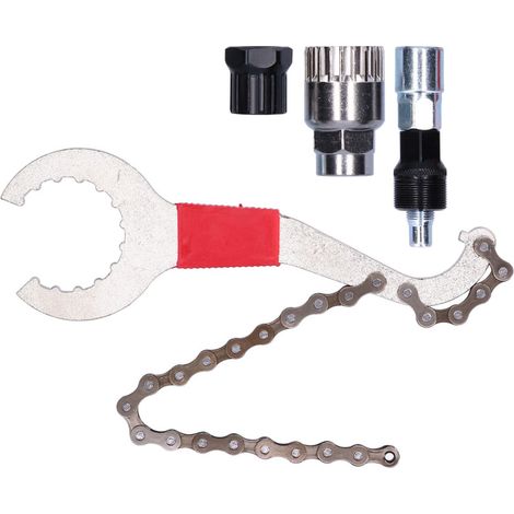Kit de réparation vélo 3 en 1 : outil de démontage de cassette, fouet à chaîne, kit d'extraction de pignon. (1/5)
