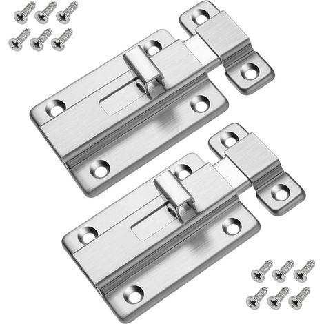 Cerradura para puerta, 2 piezas, cerradura de acero inoxidable para puerta corredera, montaje en superficie. (1/5)
