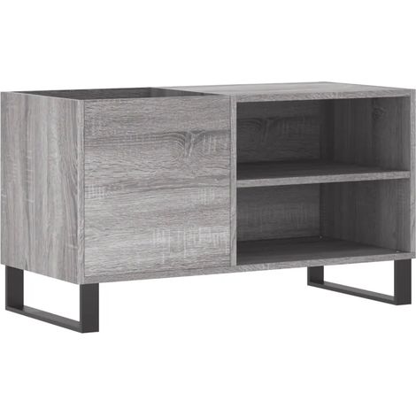 Práctico armario para discos con gran espacio de almacenamiento 85 x 38 x 48 cm madera contrachapada gris 020049121 (1/5)