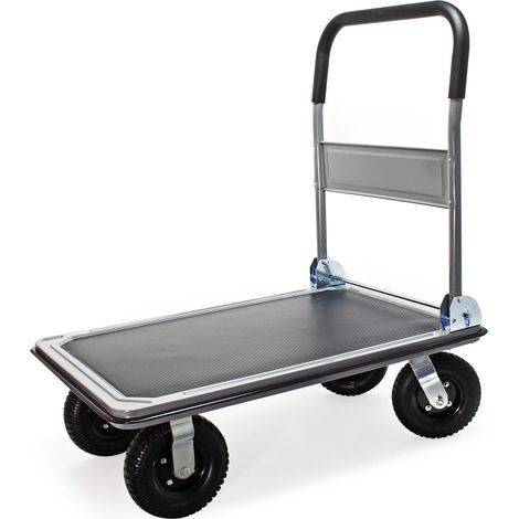 Carrito plataforma de transporte hasta 300kg con neumáticos, plegable, revestimiento antideslizante