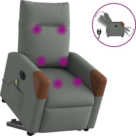 Fauteuil inclinable de massage électrique Gris foncé Tissu (1/5)