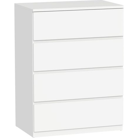 Commode 4 tiroirs meuble de rangement sans poignées design minimaliste 60 x 40 x 80 cm blanc