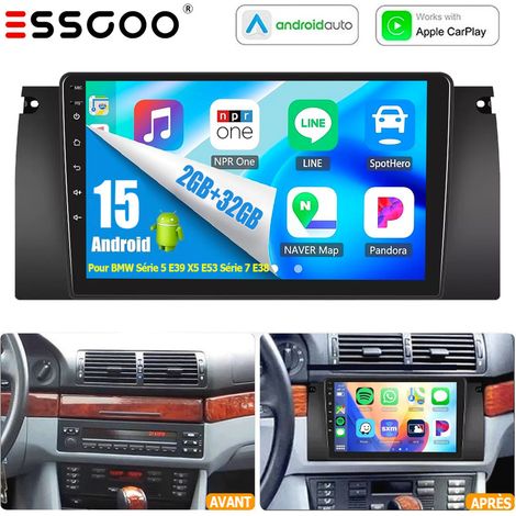 Autoradio 9" Android 15 avec Apple CarPlay pour BMW Série 5 E39 M5, navigation GPS, Wi-Fi et Bluetooth - 2+32G (1/5)