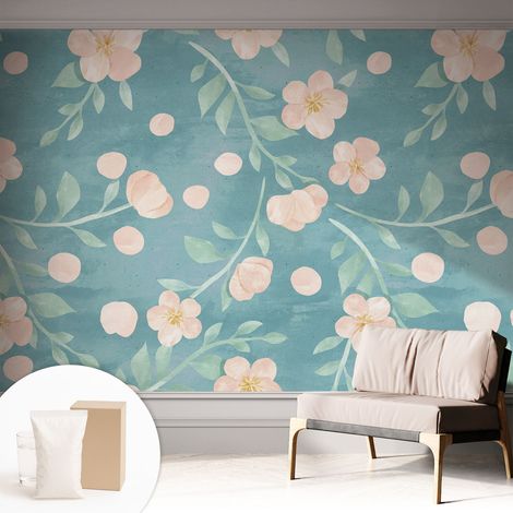 Tapete Vliestapete mit Kleber - trendige Wanddeko - elegant Fototapete für Wohnzimmer - Schlafzimmer Blumige Eleganz 312x219 cm (1/5)