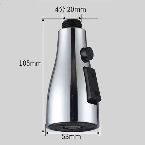 Accessoires de robinetterie de cuisine (argent) : buse de douchette de rechange à 3 modes, en ABS, pour lavabo, évier et douche, raccord 1/2". (1/5)