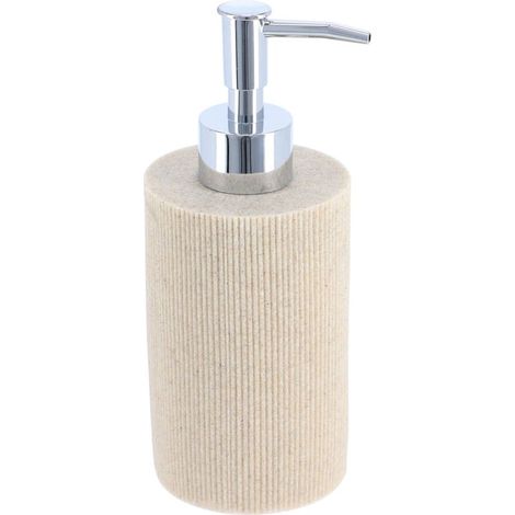Distributeur à Savon ou lotion en résine striée Beige clair 300 ml - (1/2)