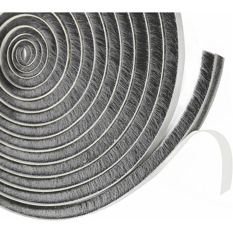 GABRIELLE Burlete de cepillo para puerta corredera, 9 mm (An) x 9 mm (Pr) x 6 M (L) Burlete para ventana para insonorización Puerta, contraventana aislante