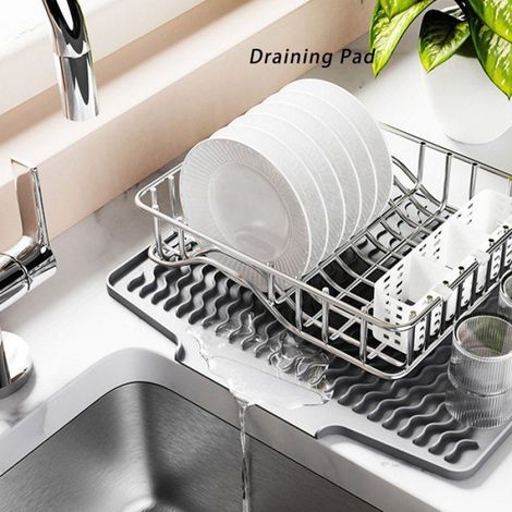 Tapis De Séchage - Silicone Antidérapant Avec Canaux De Drainage - Pour Évier Cuisine - 39,6 X 32,7 Cm - 1 Pièce (1/5)