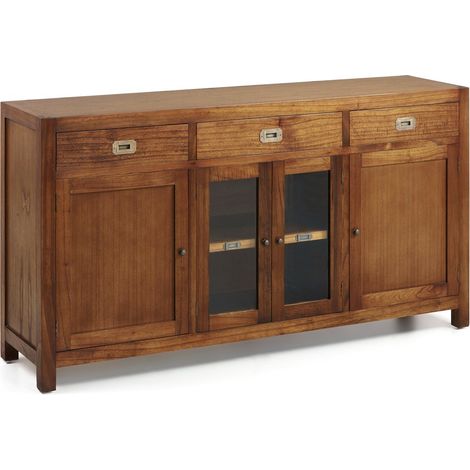 Buffet en bois massif de Mindy 4 portes 3 tiroirs Orka 160cm (1/5)