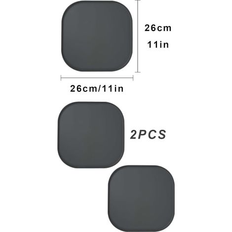 sets de table pour chat et chien - 26 cm x 26 cm - En silicone imperméable - Antidérapant - Gris (1/4)
