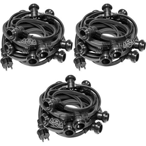 Guirlande lumineuse extérieure 30m noire IP65 – 30 douilles E27 pour ampoules LED – Raccordable jusqu'à 100m – Pour événements professionnels (1/5)