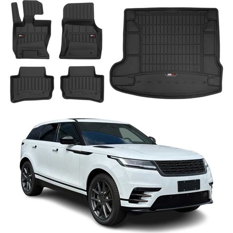 OMAC Kit Tapis de Sol et Coffre Compatible avec Land Rover Range Rover Velar 2017-2022 TPE Noir (1/5)