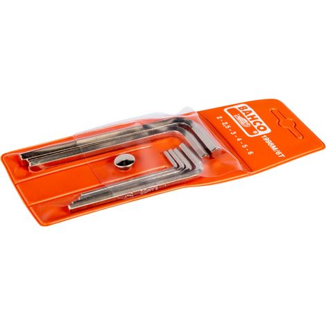 Bahco Metrischer Sechskant-Winkelschraubendreher-Satz, vernickelt, 2 bis 6 mm - 6-tlg. (1/3)